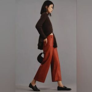 Mauve Colette Cropped Faux Leather Trousers